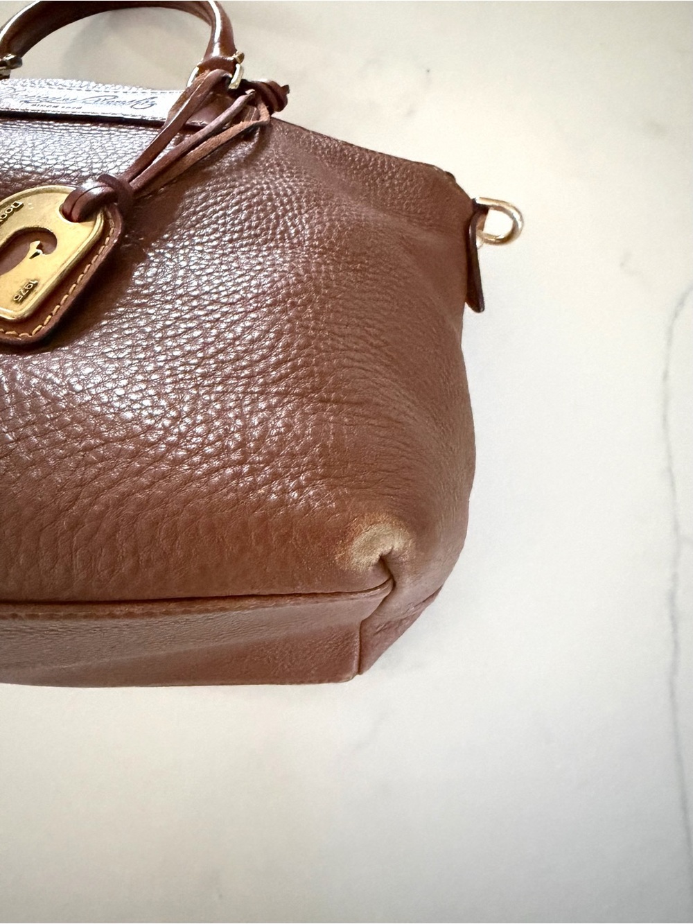 DOONEY & BOURKE•British tan pebble leather satchel crossbody bag - Picture 7 of 13